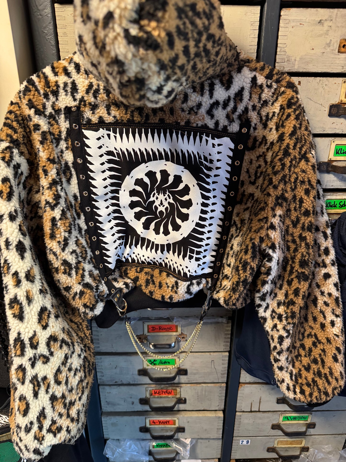 Golden Leopard Crop Jacke S